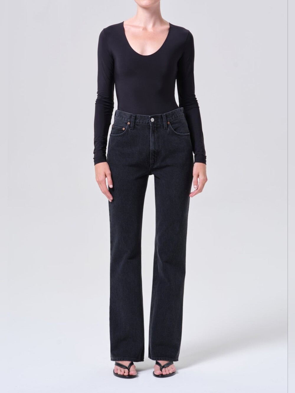 AGOLDE Leena Mid Rise Baby Flare Jeans In FORECAST - Picture 1 of 13